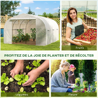 Tuinkas Tunnel – Kassen – Serre – Groententent – Plantentent – 3,5 x 3 x 2 m – Gegalvaniseerd Stalen Frame – Waterdicht UV-bestendig PE Zeil Wit