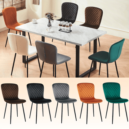 Velours Eetkamerstoelen – Velvet Stoelen – Bureaustoelen – Woonkamer Stoelen – Keukenstoelen – Set Van 2 Groene Stoelen – Metalen Frame – Zacht Foam Zitting – 86x58x45 cm – Klassiek Design
