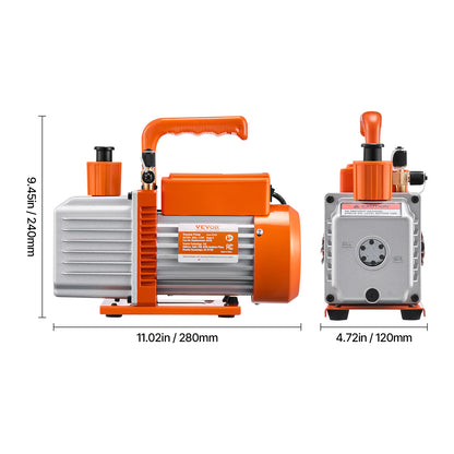 Vacuümpomp – Vacuum Pump – Rotary Vane Pomp – HVAC Vacuümpomp – 2-Traps Vacuümpomp – Krachtige 6 CFM Motor – Inclusief Olie