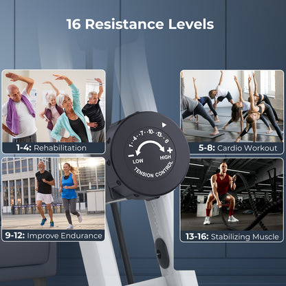 Opvouwbare Hometrainer – Fiets – Stationaire Fiets – Fitnessapparaat – Binnenfiets – 16 Weerstandsniveaus – Stil Riemaandrijving