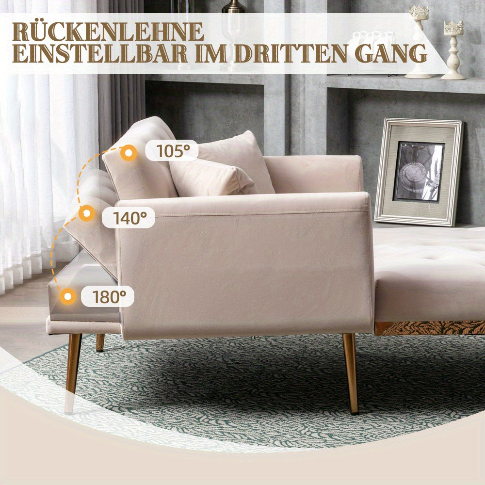 Relaxfauteuil – Verstelbare Fauteuil – Schommelstoel – Ligstoel – Fauteuil Beige – Velvet Bekleding – Draagkracht 220 kg – 3 Standen Rugleuning