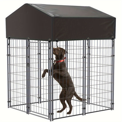 162cm High Heavy Duty Metal Welded Wire Dog Cage House Outdoor Kennel Playpen Cage with Waterproof Sunshade for Chickens, Ducks, Rabbits, Dogs and Other Small Pets