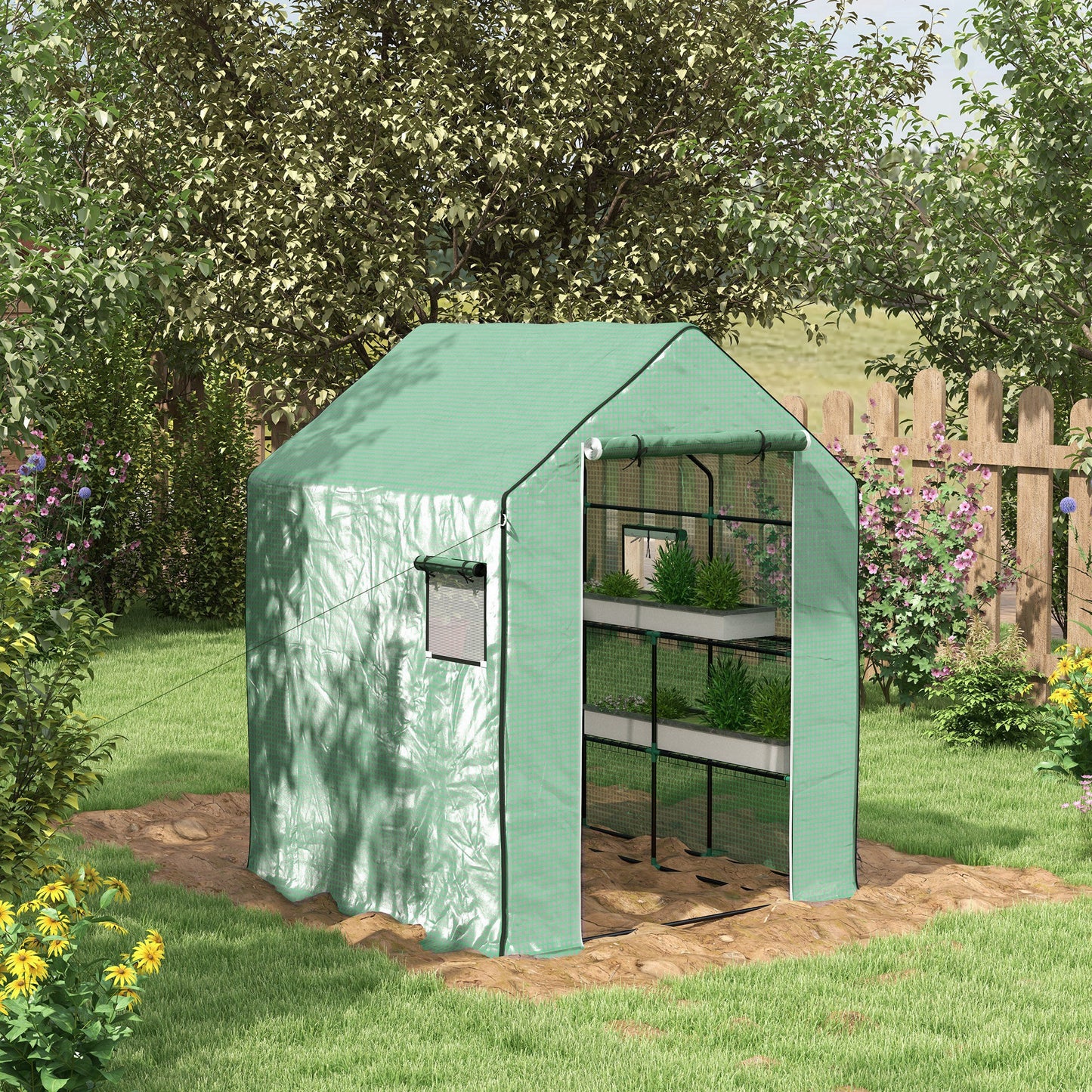 Kas – Kweekkas – Tuinkas – Serre – Groentekas – Groen – Ruime Afmetingen 140x143x190 cm – UV-bestendig 2-laags PE-doek