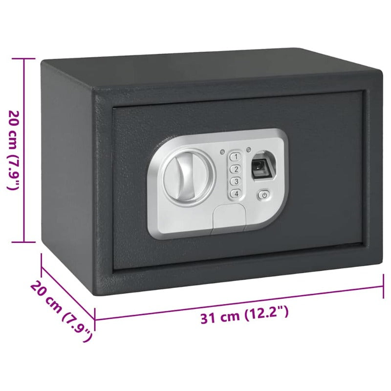 Kluis – Veiligheidskast – Geldkist – Bewaarbox – Safe – Donkergrijs Stalen Beveiligingskluis – Compact 20x31 cm – Stevig Anti-Inbraakslot