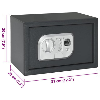 Kluis – Veiligheidskast – Geldkist – Bewaarbox – Safe – Donkergrijs Stalen Beveiligingskluis – Compact 20x31 cm – Stevig Anti-Inbraakslot
