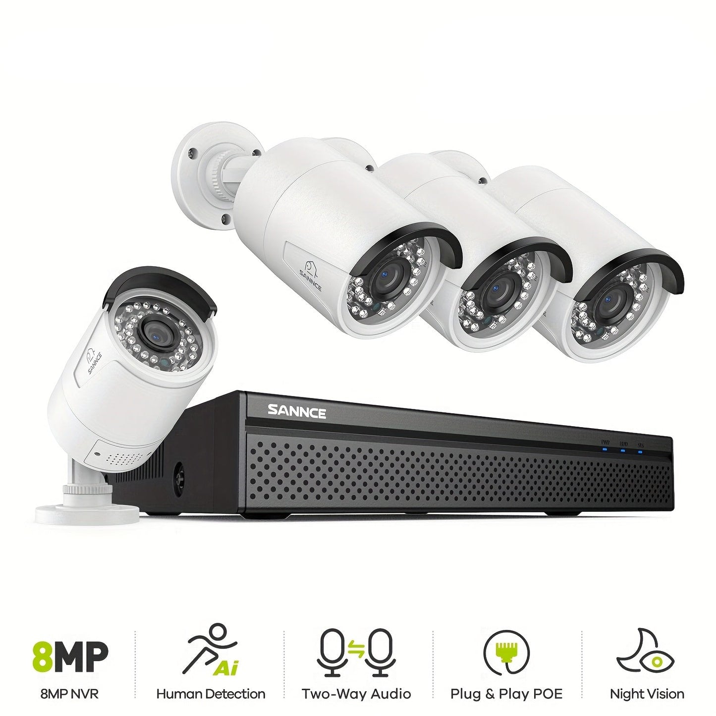 Bewakingscamera Set – Beveiligingscamera Set – Camerabewaking – CCTV Camera – Surveillance Camera – 5MP HD Camera’s – Geluidsopname – PoE Aansluiting – 8-Kanaals NVR Zonder HDD