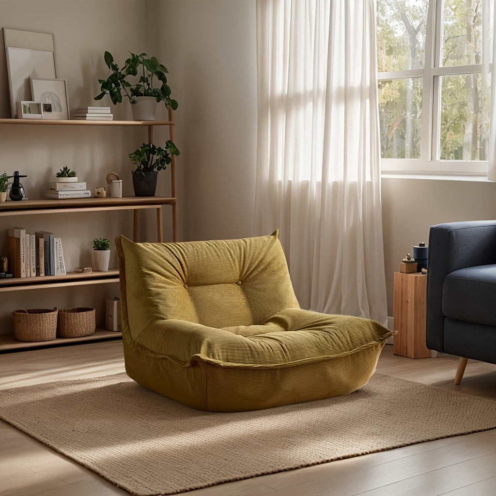 Gele Lazy Sofa – Zitzak – Loungestoel – Slaapbank – Bank – Memory Foam Vulling – Polyester Stof