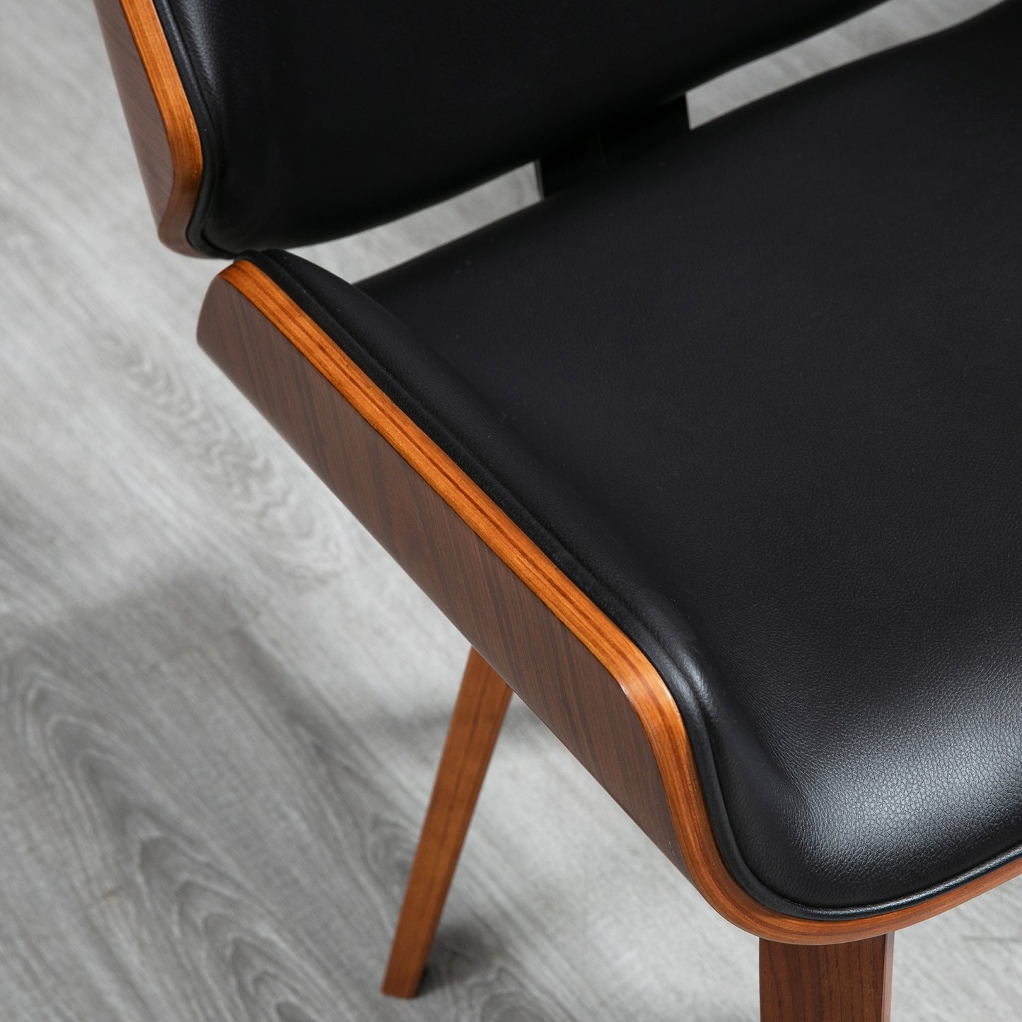 Eetkamerstoel – Vintage Stoel – Kuipstoel – Houten Stoel – Kunstleren Stoel – Set Van 2 – Comfortabele Foamzitting – Stevig Houten Frame