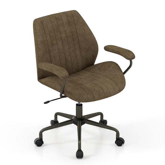 Bureaustoel – Bureaustoel Ergonomisch – Draaistoel – Computerstoel – Stoel Met Armleuning – Olijfgroen – Verstelbare Hoogte 45-52 cm – Kantelfunctie 90°-120°
