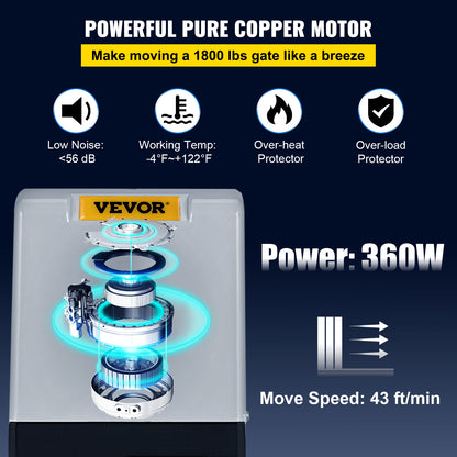 Poortaandrijving – Schuifpoortopener – Poortopener – Poortautomatisering – Elektrische Poortaandrijving – 360W Koper Motor – Geschikt Voor Poorten Tot 800 Kg