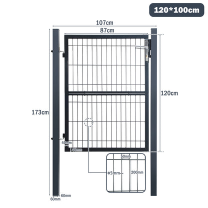 Tuinpoort – Tuindeur – Schuttingpoort – Tuinhek – Looppoort – Gegalvaniseerd Staal Groen – 125x100 cm – Inclusief Slot en Handgreep