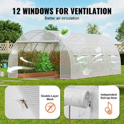 Kweekkas – Tuinkas – Broeikas – Tunnelkas – Serre – Groot Walk-In Ontwerp – Gegalvaniseerd Stalen Frame – 140g/m² PE Waterdichte Cover