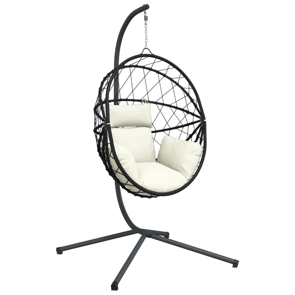 Hangstoel – Schommelstoel – Hangstoel Rattan – Hangstoel Binnen – Hangstoel Buiten – Beige – Rattan Mand Met Rope – Stalen Roestvrij Frame