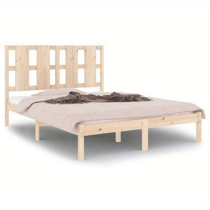 Modern Minimalist Bed Frame without Mattress - Heavy-Duty Pine Wood Platform Bed, Easy Assembly Tool-Free Setup, Fits Standard Mattresses, for Small Spaces & Contemporary Bedrooms - Durable Furniture, Clean Line Design, Space