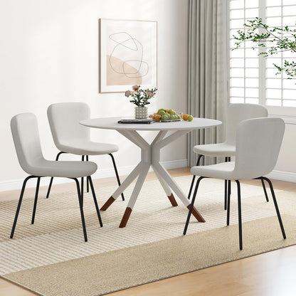 Eetkamerstoel – Stoel – Zithoekstoel – Bijzetstoel – Kaptafelstoel – Modern Design – Metalen Frame – Fluwelen Bekleding – Ergonomisch Comfort – Verstelbare Vloerbeschermers – Set van 4 – Wit