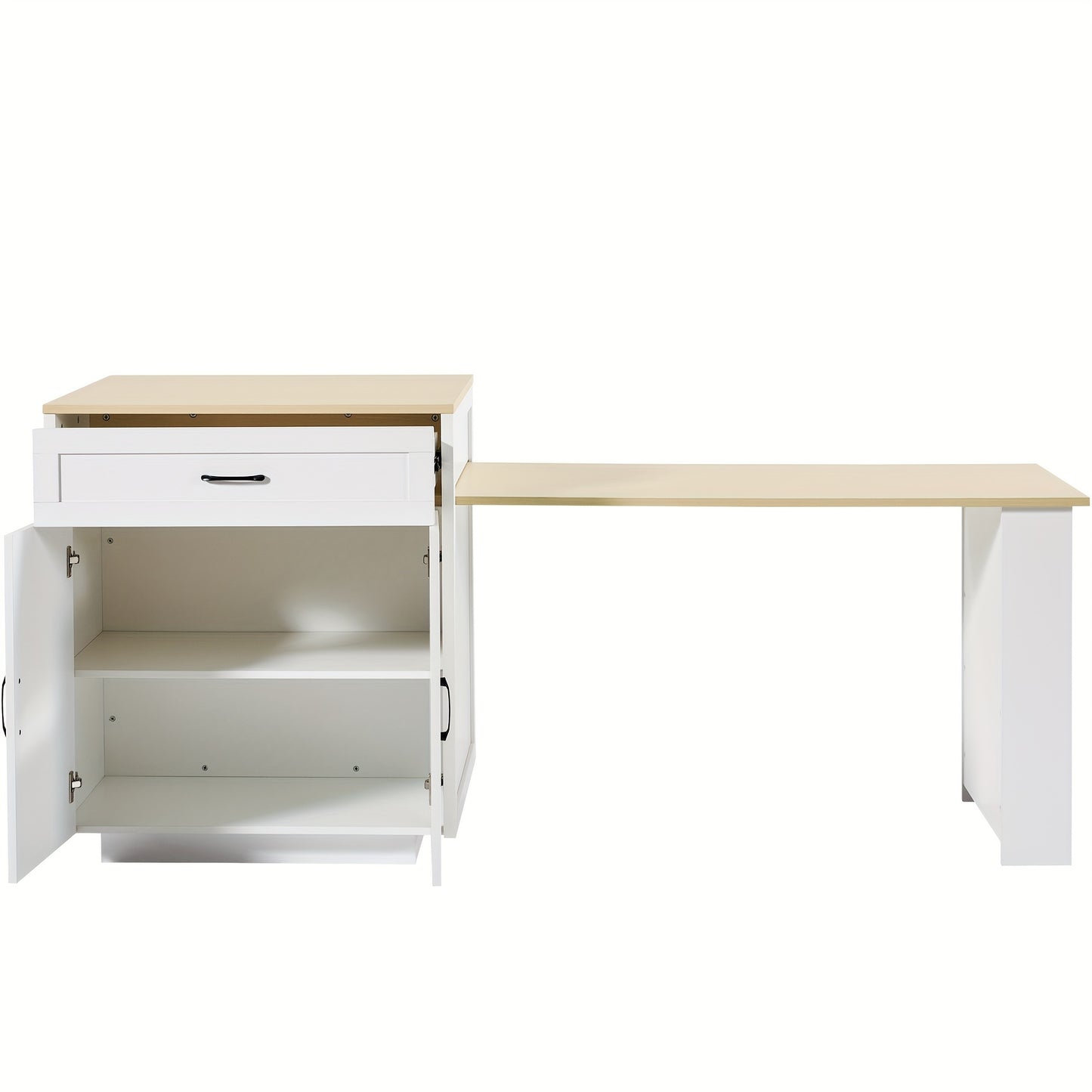 Uitklapbare Eettafel – Uitschuifbare Tafel – Klaptafel – Keukentafel – Wieltjes Tafel – Zwart – Verstelbaar 133-202 cm – Met Opbergruimte en Wieltjes