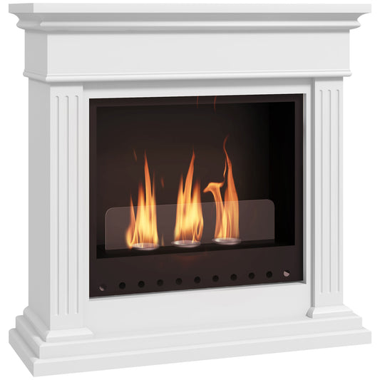 Biohaard – Bio Ethanol Haard – Sfeerhaard – Vrijstaande Haard – Tafelhaard – 3 Branders 0,4L – Geschikt voor 16-18 m² – Wit