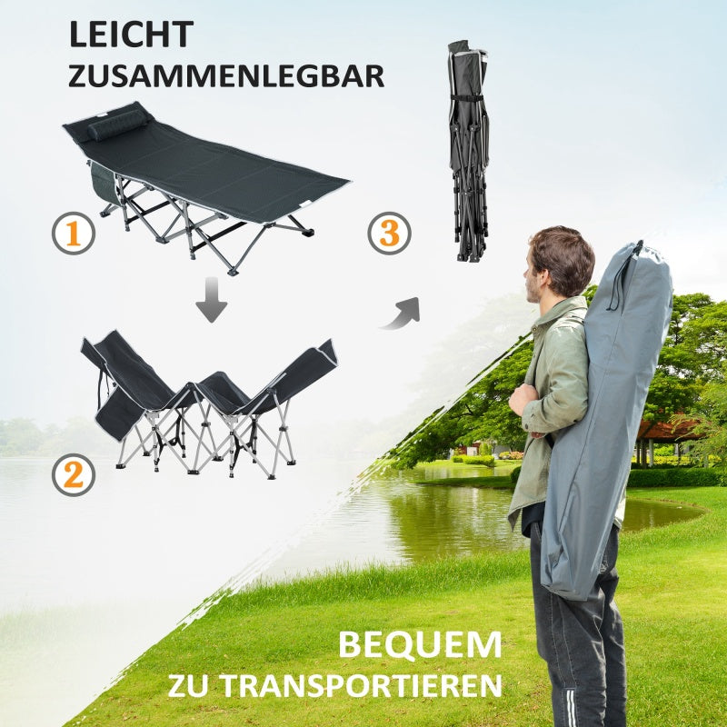 Vouwbare Sun Lounger – Ligstoel – Loungestoel – Tuinstoel – Relaxstoel – Grijs – Verstelbare Rugleuning – Inklapbaar en Compact – Versterkt Stalen Frame – Oxford Stof