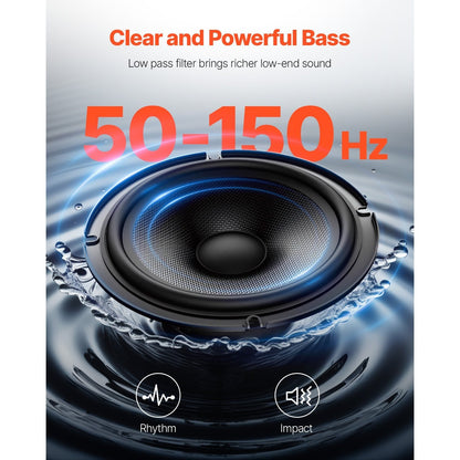 Auto Subwoofer – Autosubwoofer – Underseat Subwoofer – Actieve Subwoofer – Subwoofer met Versterker – 8 Inch – 300W Piekvermogen – Ultra Slank Aluminium Behuizing