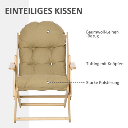 Fauteuil – Relaxstoel – Draaifauteuil – Zitzak – Loungestoel – Vouwbaar – Verstelbare Rugleuning – Beukenhouten Frame – Linnen Look Bekleding – Compact & Lichtgewicht 71x89x96 cm