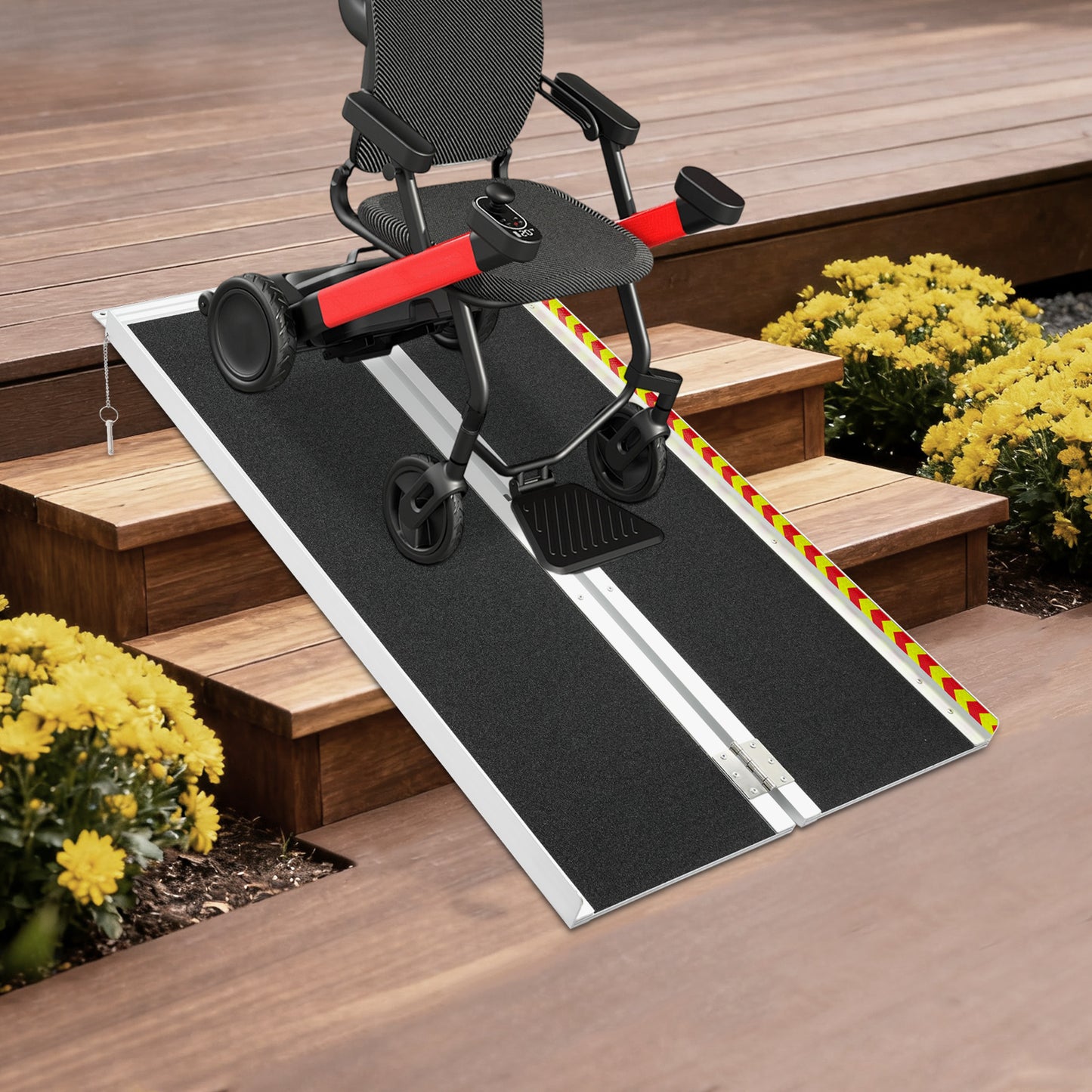 121.92cm Portable Ramp | Folding Handicap Ramp with Handle for Steps/Stairs/Scooter, Aluminum Alloy by NaMaSyo