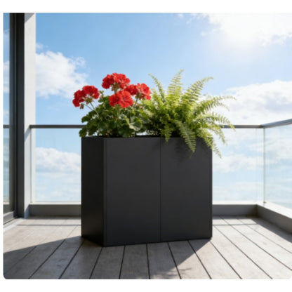 Plant Pot Black 80x40x80cm Cold-rolled Steel Chic Outdoor Planter Serves as a Focal Point for Exterior Spaces Reliable Weather- Planter Combines Beauty and Gardening Functionality