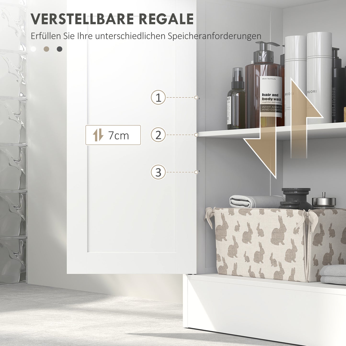 Badkamerkast – Badkamermeubel – Opbergkast – Kolomkast – Wastafelonderkast – Wit Gelakt – Compact 60x30x109 cm – Met 2 Laden en 1 Deur