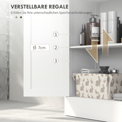 Badkamerkast – Badkamermeubel – Opbergkast – Kolomkast – Wastafelonderkast – Wit Gelakt – Compact 60x30x109 cm – Met 2 Laden en 1 Deur