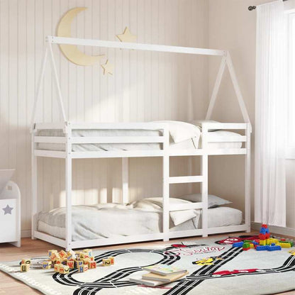 Bedframe – Bed – Slaapbank – Logeerbed – Studentenkamerbed – Wit – Massief Dennenhout – Compact 80x200 cm – Eenvoudige Montage