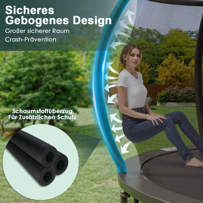 Buitentrampoline – Springtoestel – Trampolinespringen – Tuintrampoline – Ronde Trampoline – 228 cm Diameter – Veiligheidsnet & Roestvrijstalen Frame