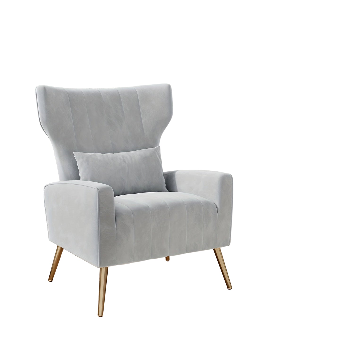 Fauteuil – Relaxstoel – TV Stoel – Loungefauteuil – Vleugelstoel – Velvet Bekleding – Gouden Metalen Poten – Maximaal 130 kg