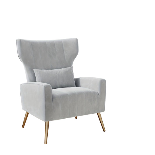 Fauteuil – Relaxstoel – TV Stoel – Loungefauteuil – Vleugelstoel – Velvet Bekleding – Gouden Metalen Poten – Maximaal 130 kg