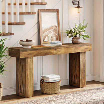 Sidetable – Consoletafel – Wandtafel – Haltafel – Sofa Tafel – Multifunctioneel – Houtfineer MDF – 160x35x85 cm – Rustieke Stijl