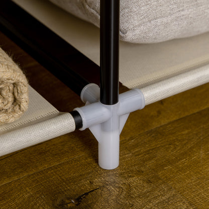 Stoffen Kledingkast – Opbertkast – Garderobekast – Kledingrek – Kledingopslag – Beige – Ruim Met 8 Planken & 2 Hangroedes – Stofwerend Non-Woven Materiaal