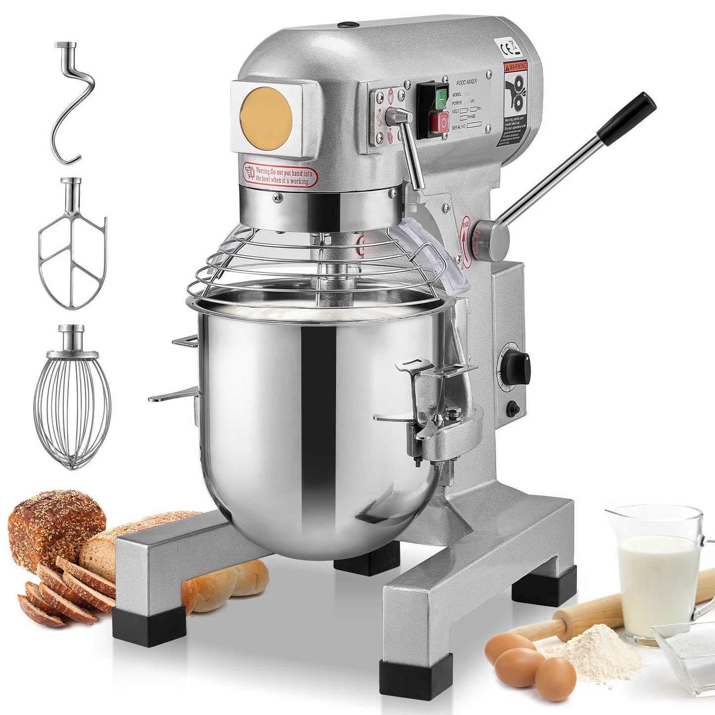 Professionele Foodmixer – Keukenmixer – Deegmixer – Keukenrobot - Mengmachine – 14 Liter Mengkom – 550W Motor – RVS Materialen