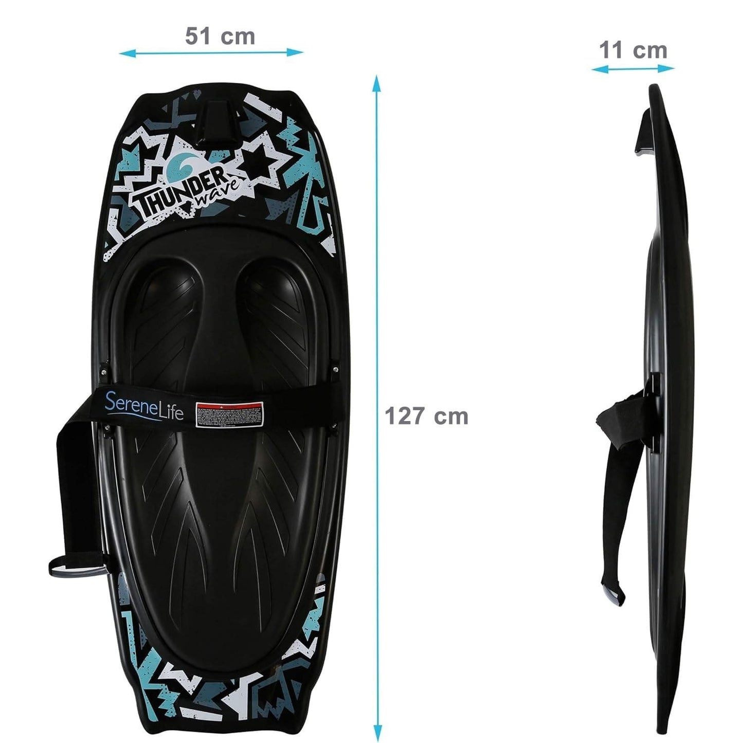 Kneeboard – Watersport Board – Kniesurfboard – Bodyboard – Waterplank – Zwart/Blauw – Ultralicht Gewicht – Inclusief Verstelbare Veiligheidsband