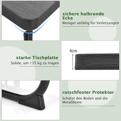 Picknicktafel – Tuinset – Buitenmeubel – Zitzet – Balkontafel – Zwarte Vierkante Tafel 170x170 cm – HDPE Kunststof & Parasolhouder
