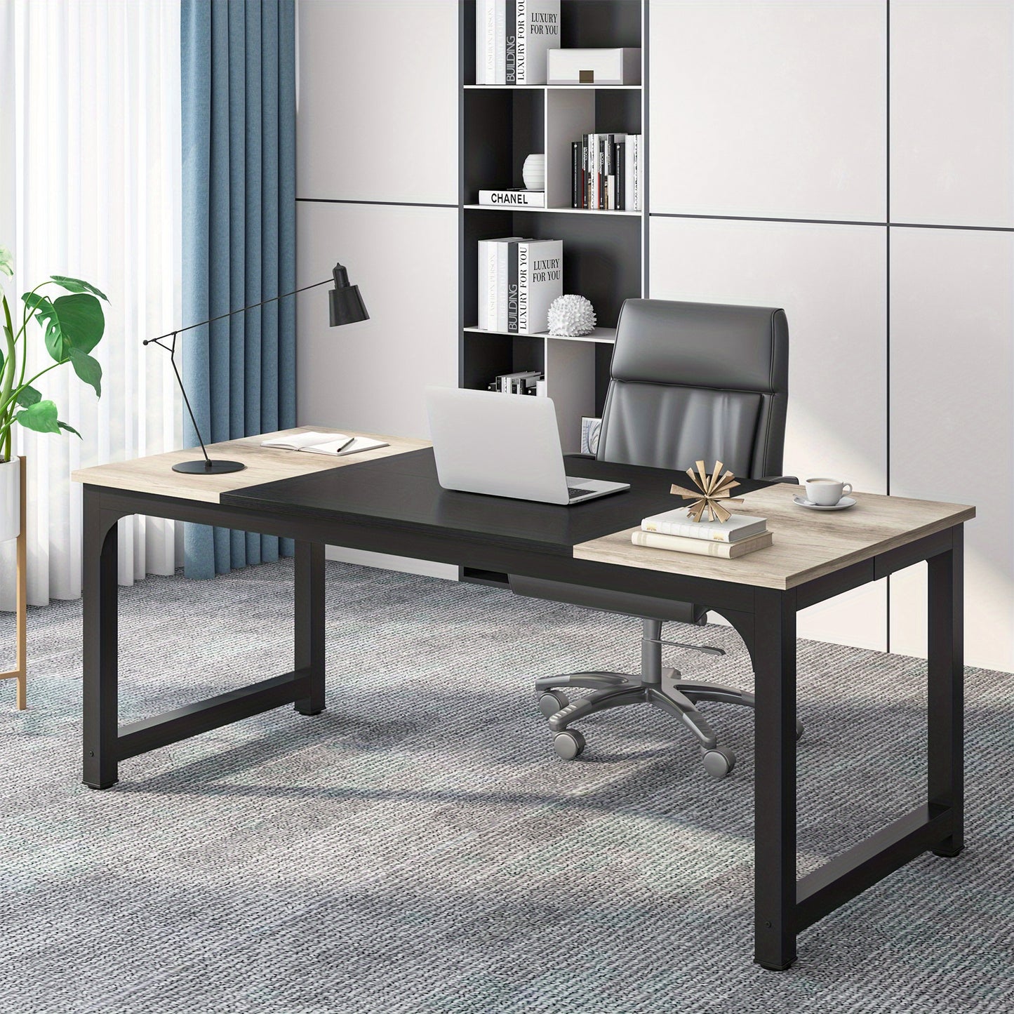 Bureau – Werkplek – Studietafel – Tafel – Industrieel Design – Extra Groot 180x80 cm – Stevig Metaal & Kunsthout – Geschikt Voor 6-8 Personen