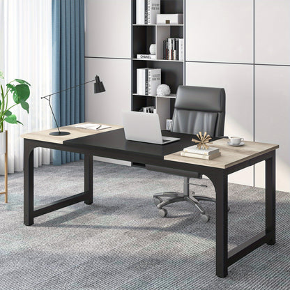 Bureau – Werkplek – Studietafel – Tafel – Industrieel Design – Extra Groot 180x80 cm – Stevig Metaal & Kunsthout – Geschikt Voor 6-8 Personen