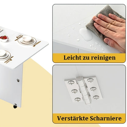 Inklapbare Eettafel – Opklapbare Tafel – Uitklapbare Tafel – Ruimtebesparende Tafel – Multifunctionele Werktafel – Met Lade en Opbergruimte – Grote Tafelplaat 109x71 cm – Wit MDF Krasbestendig