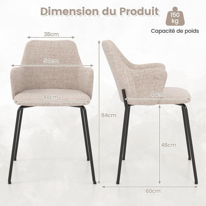 Eetkamerstoelen – Stoelen – Kuipstoelen – Keukenstoelen – Gestoffeerde Stoelen – Wit – Ergonomisch Gebogen Rugleuning – Stevig Metalen Frame Tot 150 Kg