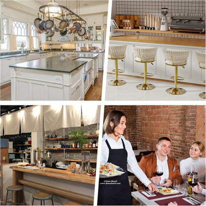 Luxe Royal-Style Barkruk – Verstelbare Hoogte, Draaibaar – Fluwelen Zitting met Gouden Poten, Stevige Ronde Kruk voor Keuken, Home Bar of Café – Elegant Design in Goud & Wit