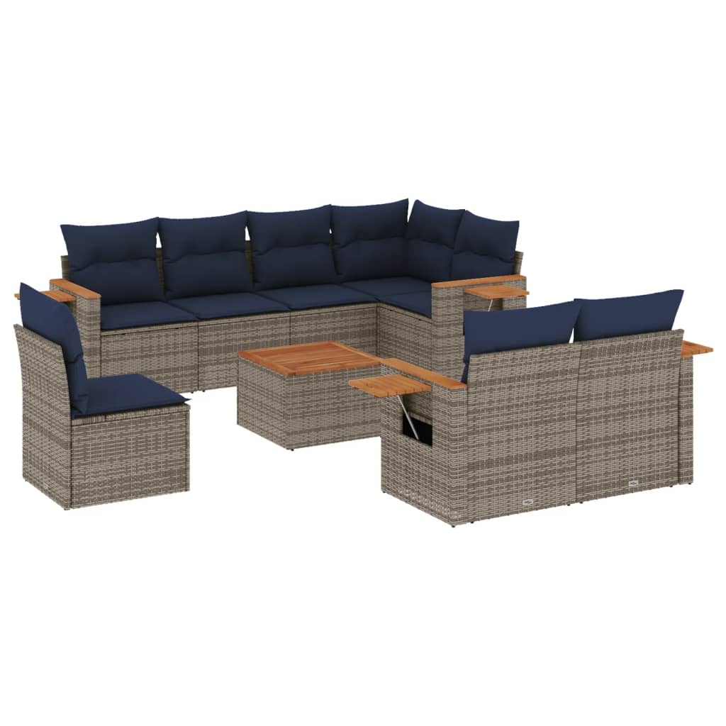 Tuinkussen Set – Tuinmeubel – Loungeset – Balkonmeubels – Buitenmeubels – Weerbestendig PE-Rattan – Uitklapbare Zijtafels – Wit