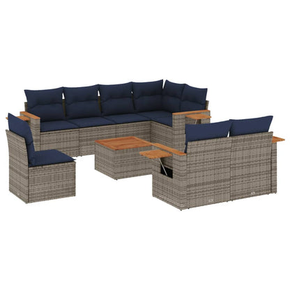 Tuinkussen Set – Tuinmeubel – Loungeset – Balkonmeubels – Buitenmeubels – Weerbestendig PE-Rattan – Uitklapbare Zijtafels – Wit