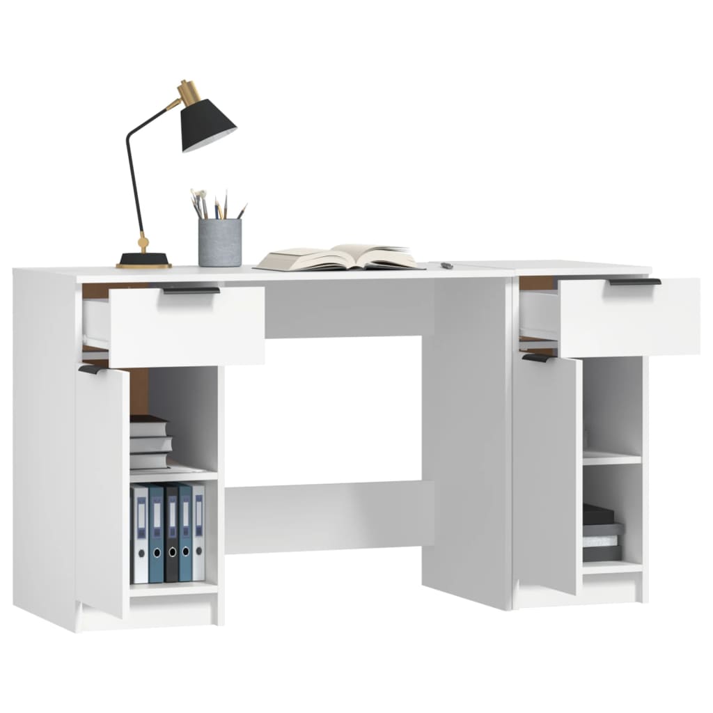 Bureau – Schrijftafel – Werkplekmeubel – Kantoortafel – Betongrijs – Stevig Hardhout – Ruime Opbergruimte
