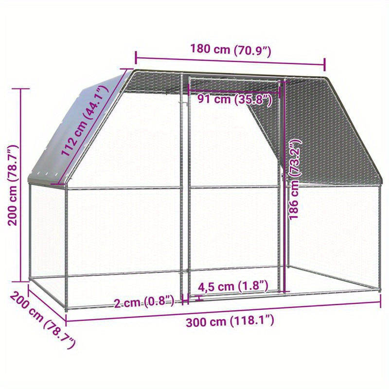 Kippenhok – Kippenren – Vogelschuur – Vogelpaviljoen – Kippenverblijf – Gegalvaniseerd Staal – 3x2x2 Meter
