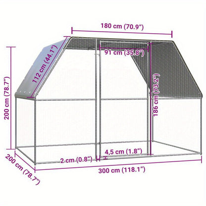 Kippenhok – Kippenren – Vogelschuur – Vogelpaviljoen – Kippenverblijf – Gegalvaniseerd Staal – 3x2x2 Meter