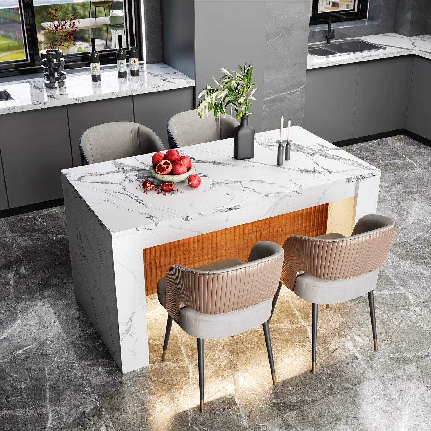 Bartafel – Bartafel Keukentafel – Statafel – Bistrotafel – Barmeubel – Uitbreidbaar – Wit Met Champagne Metalen Frame – Groot 160x80 cm