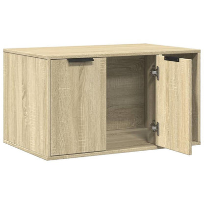 Kattenbakmeubel – Kattenbak Kast – Kattenbak Verbergmeubel – Kattenbak Organizer – Kattenbak Opbergmeubel – Sonoma Oak – 80x50x45 cm – Duurzaam Hout – 2 Toegangsopeningen