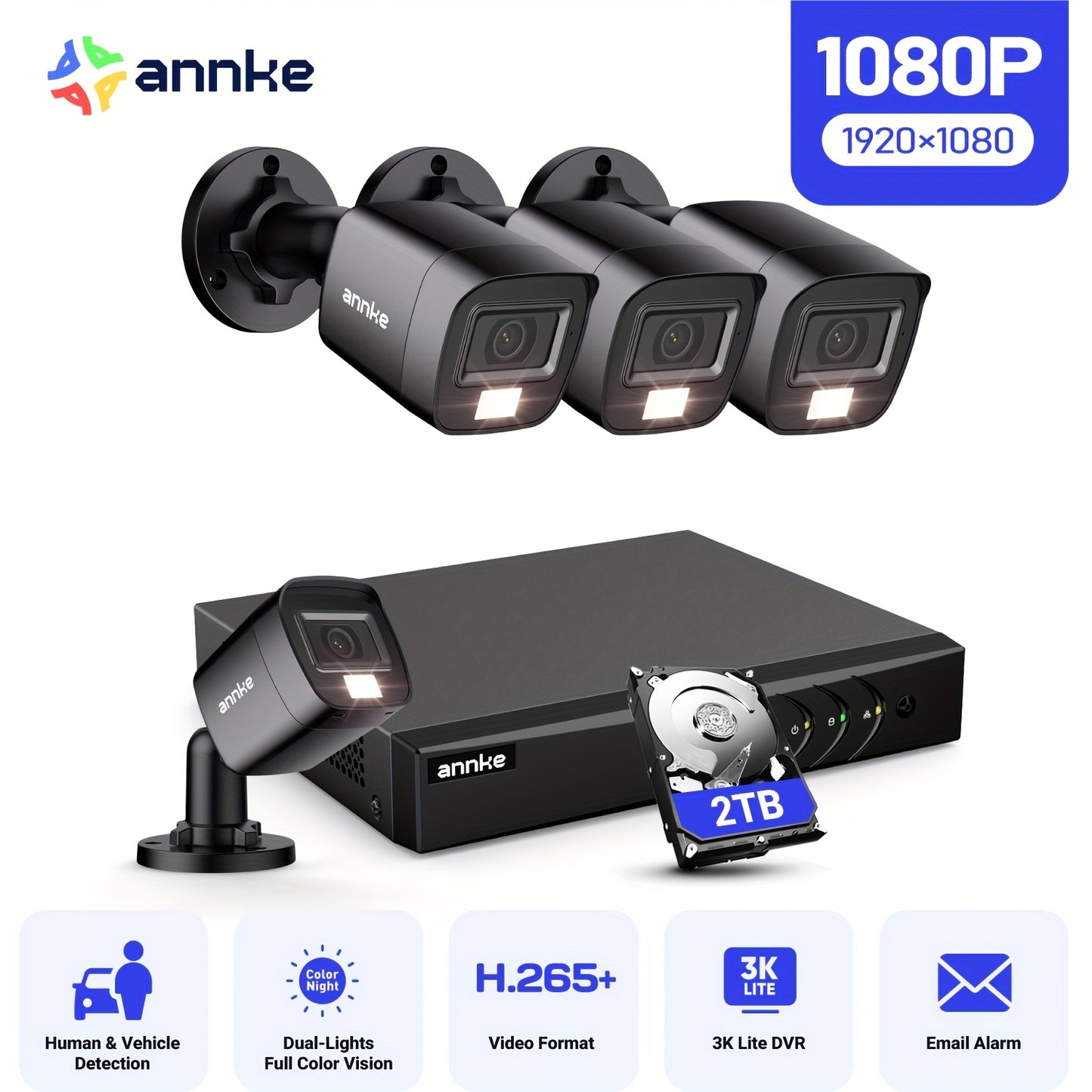 Beveiligingscamera Set – Camerabewaking – Bewakingscamera – CCTV Systeem – Draadloos Camerasysteem – 16 Kanaals Recorder – AI Detectie & 20m Nachtzicht